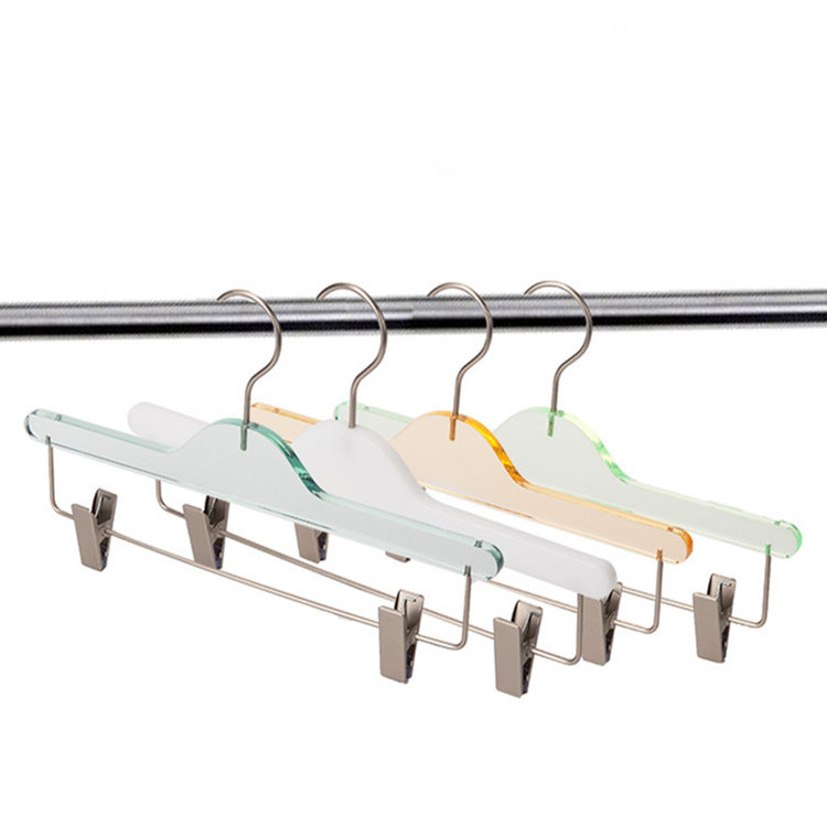 LEEKING Color acrylic luxury clothing display trouser rack with clip fashion crystal trouser rack