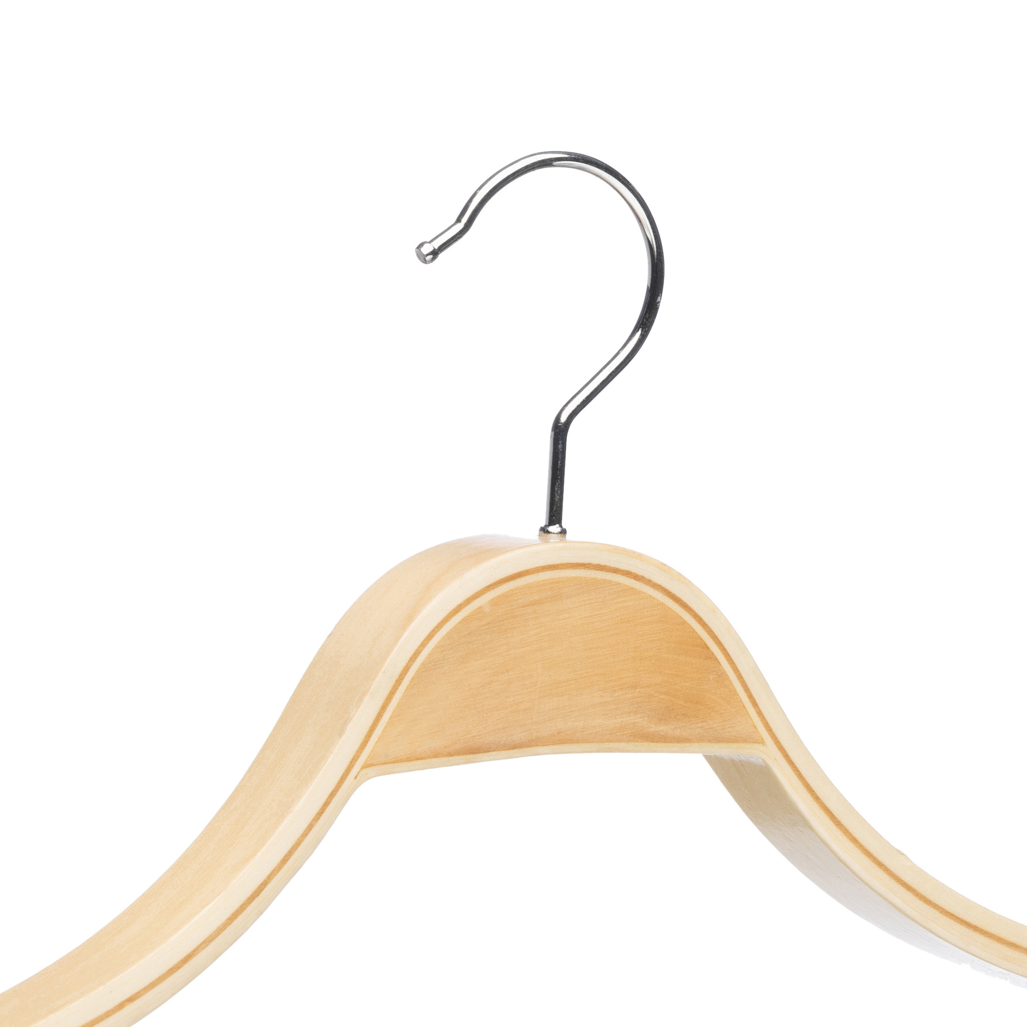 LEEKING Customized logo high quality wooden suit hanger wide shoulder non-slip coat hangers with pants pole