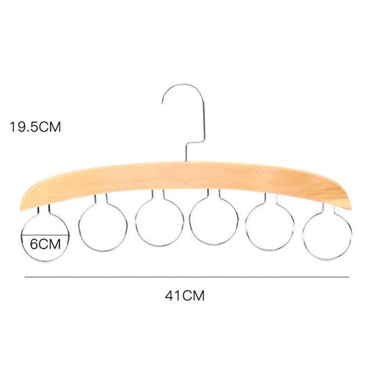 LEEKING Factory direct sales high quality multifunctional wooden metal hangers towel and tie storage rack with 6 metal rings