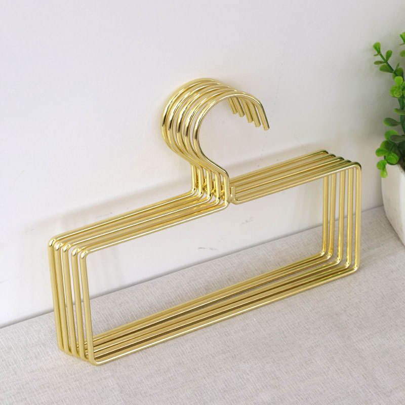 LEEKING Wholesale fashion gold scarf hangers rectangle towel storage rack hijab organizer metal hanger