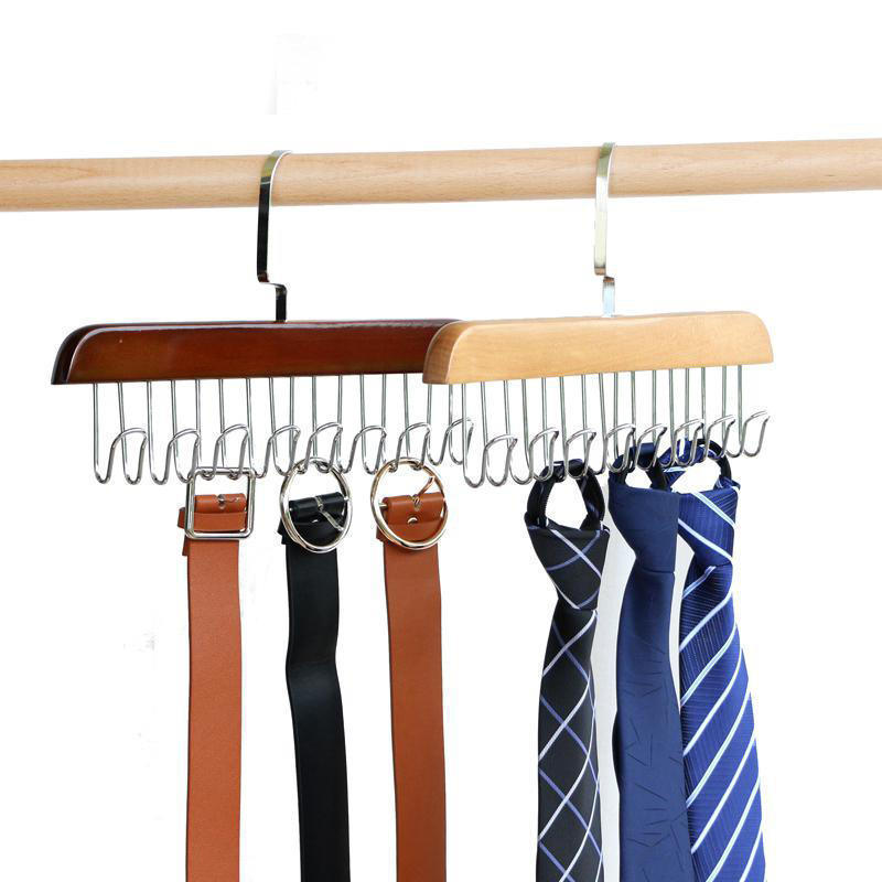 LEEKING High quality clothes rack belt and tie rack wooden towel rack