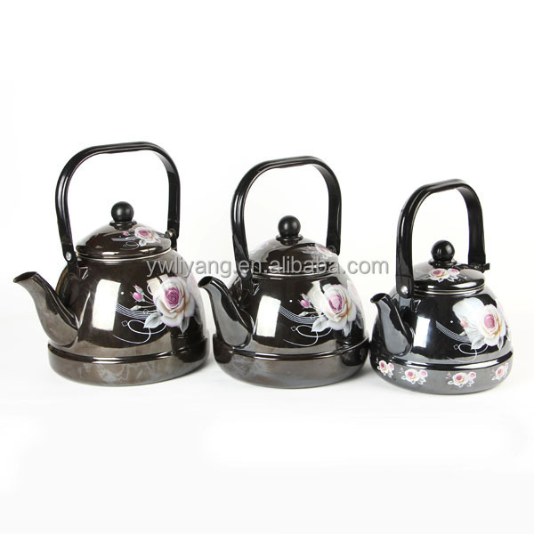 1.6L/2.5L/3L Black Enamel Kettle with Decal High Quality Enameled Teapot