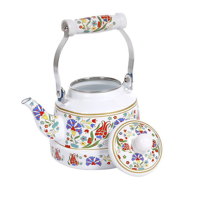 New design white antique decorate enamel cute cast iron tea kettle water kettle for sale