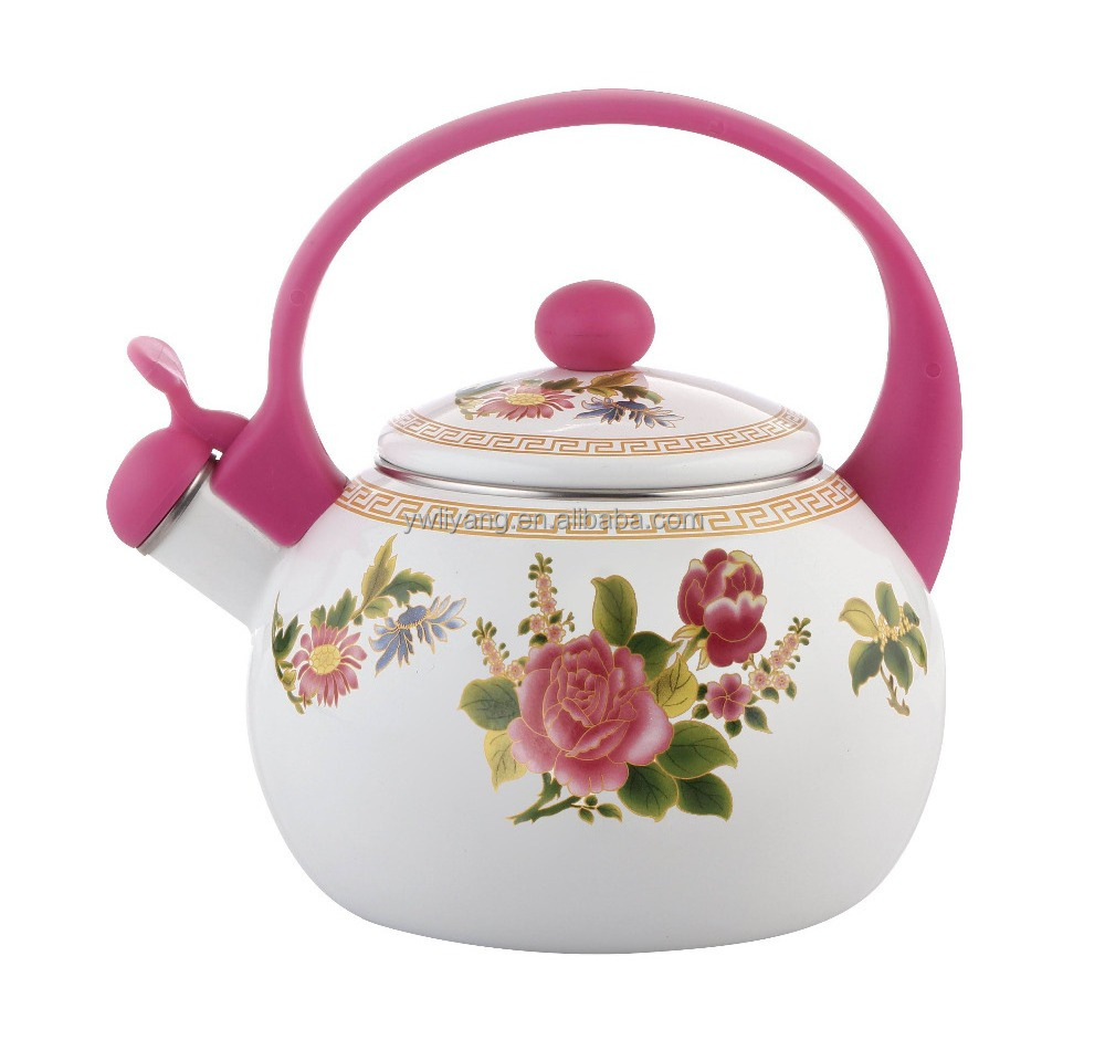 Enamel Whistling Tea Kettle with Decal High Quality Water Kettle With Different Decal