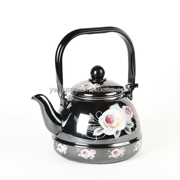 1.6L/2.5L/3L Black Enamel Kettle with Decal High Quality Enameled Teapot