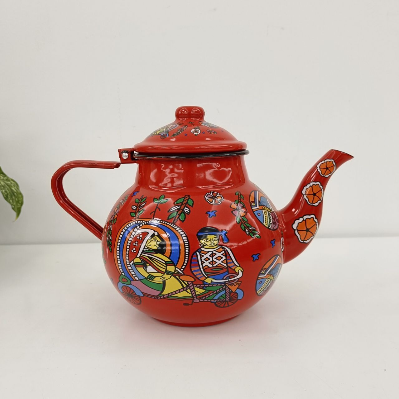 Boyang New Design Arabic style 0.7/1.1/1.5/2.5L Enamel Kettle Red Color Teapot Round Small pot