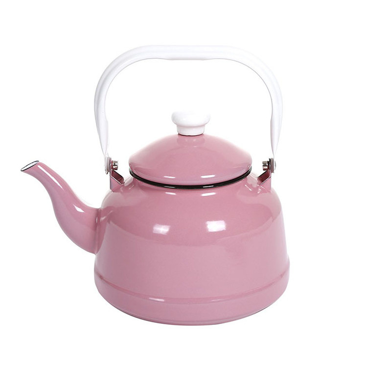 Good Quality Antique Pink Unbreakable Cast Iron Enamel 1.1 L Bell-Shaped Water Enamel Kettle