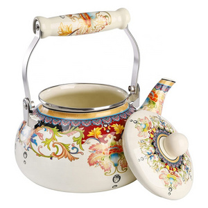 2.5L Classical Style Enamel Coffee Pot Kettle Teapot Milk Bottle Gas Cooker Whistling Water Boil