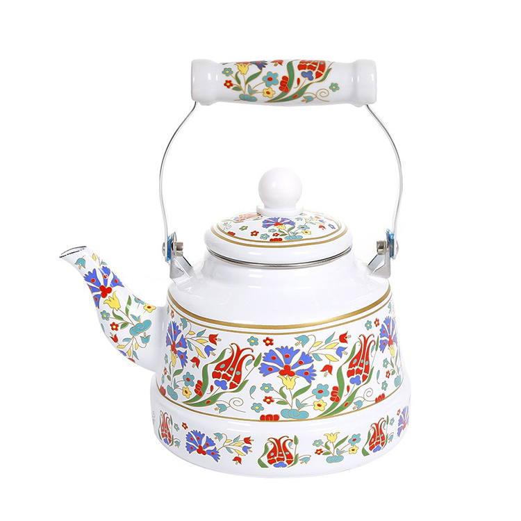 New design white antique decorate enamel cute cast iron tea kettle water kettle for sale