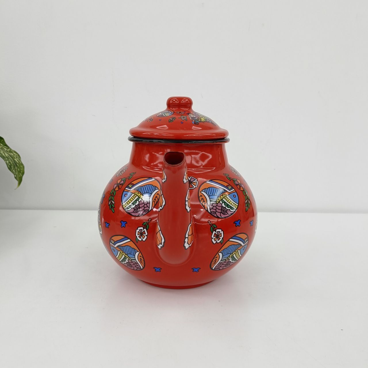 Boyang New Design Arabic style 0.7/1.1/1.5/2.5L Enamel Kettle Red Color Teapot Round Small pot