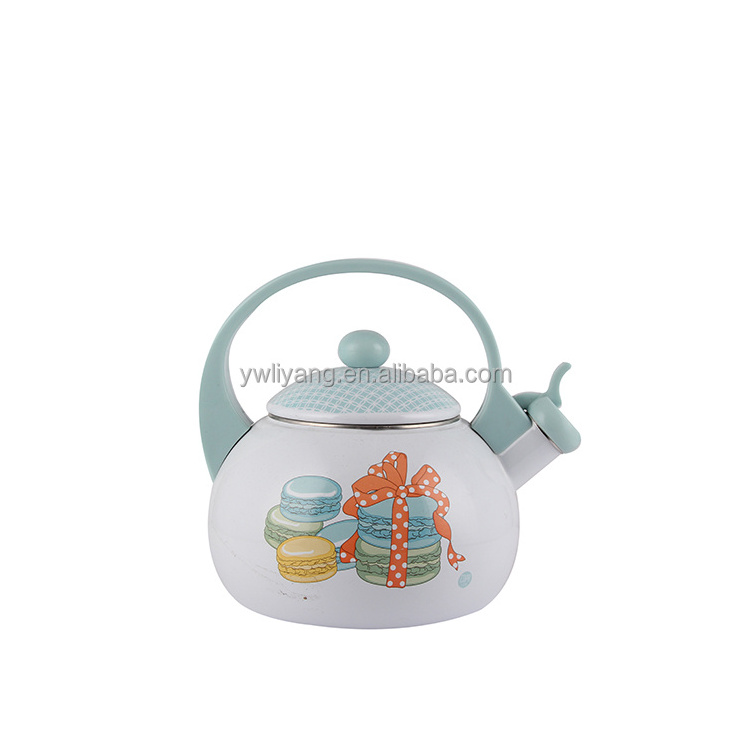 Enamel Whistling Tea Kettle with Decal High Quality Water Kettle With Different Decal