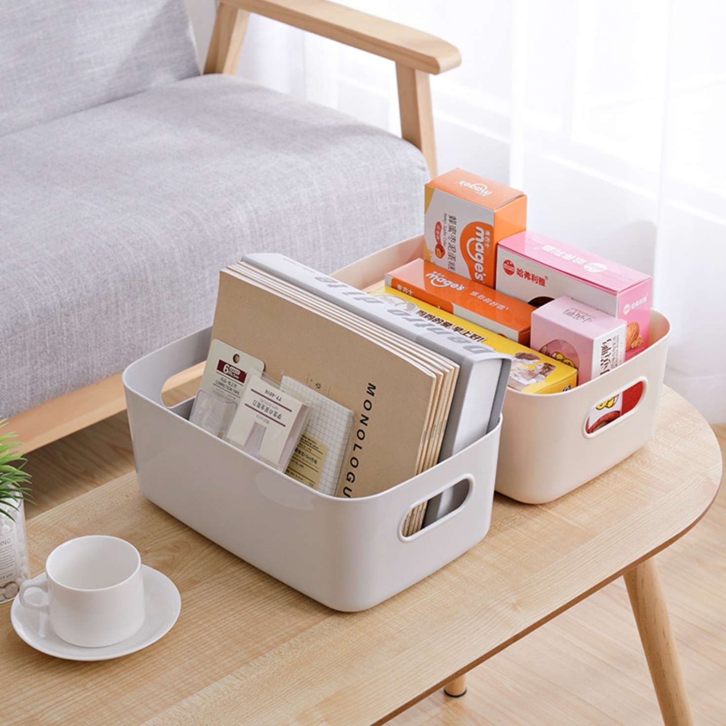 Storage Bin Plastic Drawer Divider Bathroom Kitchen Organizer Expandable Desk Closet White plastic desk organizer