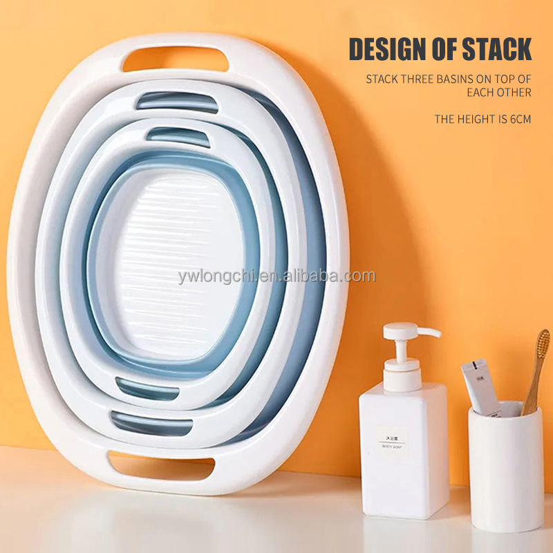 2023 Factory Hot Stacked Hanging Plastic Wash Basin for Kitchen Bathroom Folding Basin Portable Basin