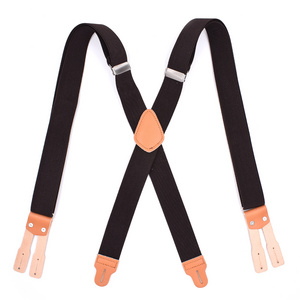 Newline Design Leather Button Suspenders Fashion Genuine Leather Suspenders Logger Work Suspenders