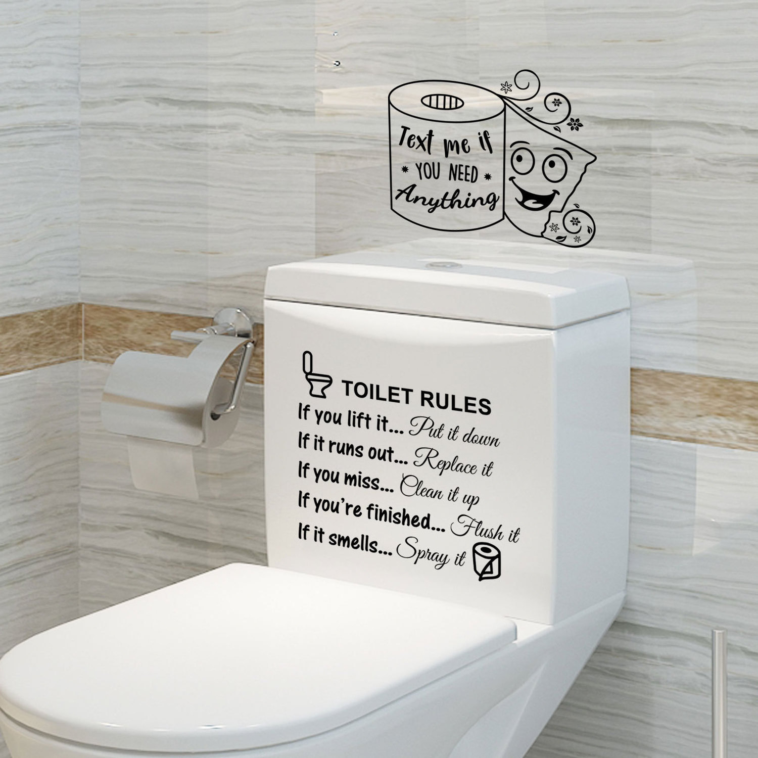 Toilet Rules Bathroom Removable Wall Sticker Vinyl Art Decals DIY Home Decoration Sticker