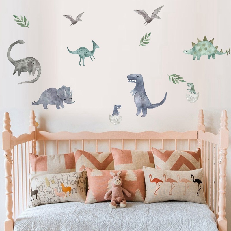 Removable Wall Decals Nursery Kids Room Baby Watercolour Dinosaur Wall Stickers