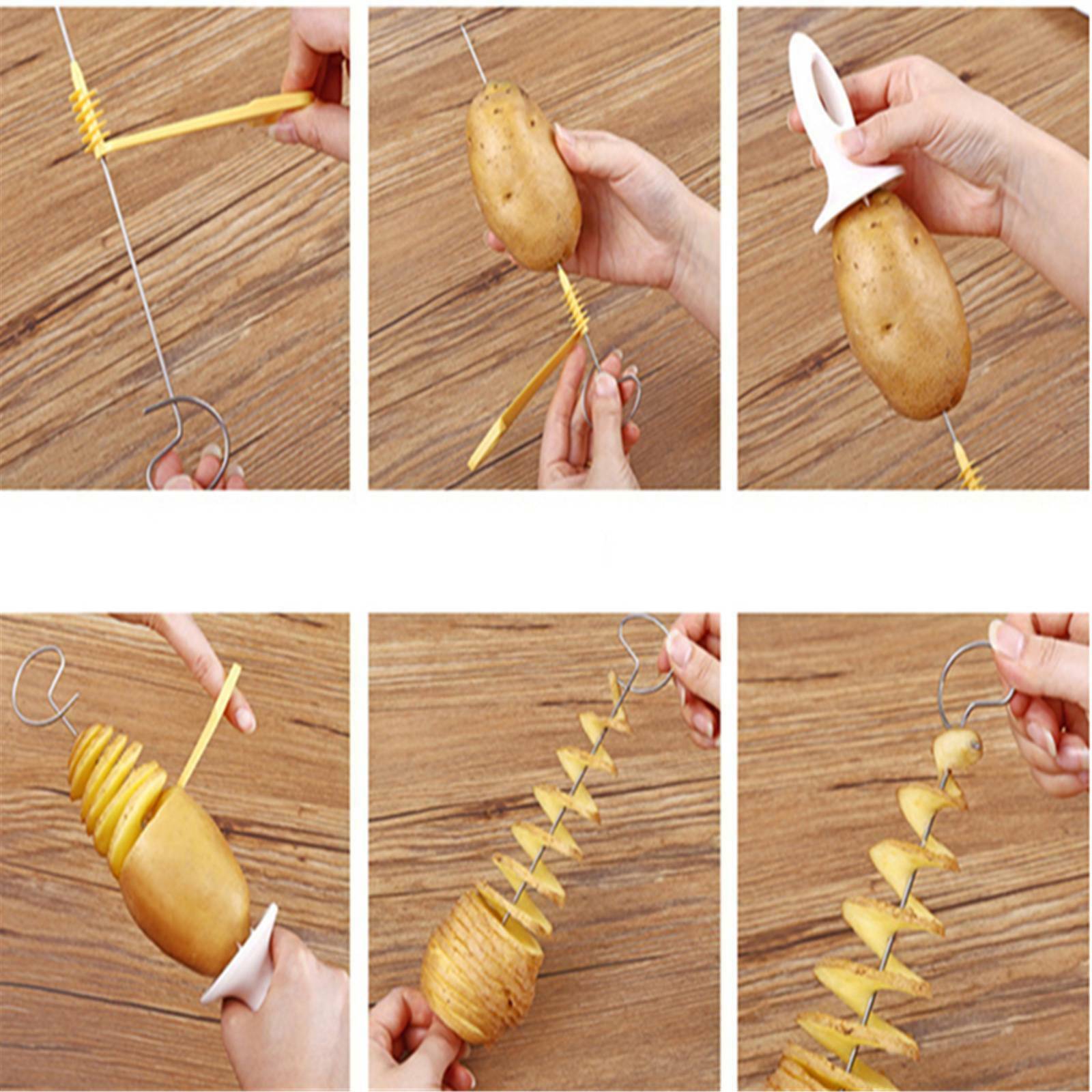 Kitchen Gadgets Tools DIY Potato Spiral Cutter String Rotate Potato Chips Tower Slicer Manual Twisted Potato Cutter Useful