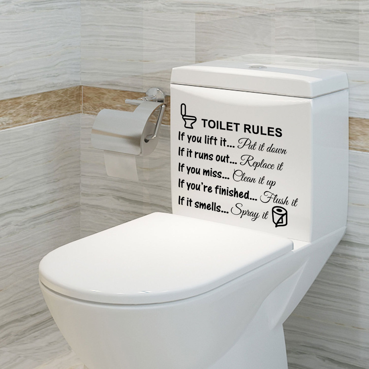 Toilet Rules Bathroom Removable Wall Sticker Vinyl Art Decals DIY Home Decoration Sticker