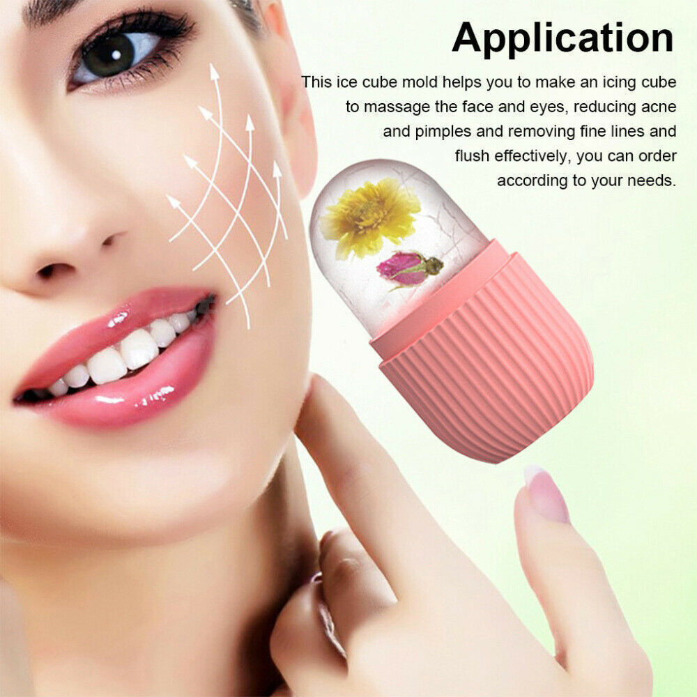 Ice Facial Cube Massager Ice Roller to Depuff Sculpt Face Pink Shrink Pores