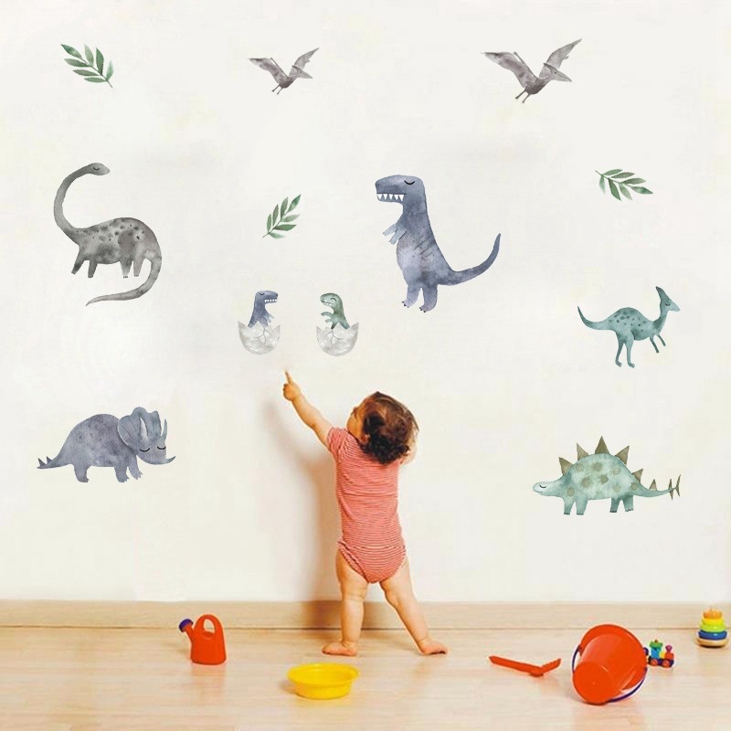 Removable Wall Decals Nursery Kids Room Baby Watercolour Dinosaur Wall Stickers