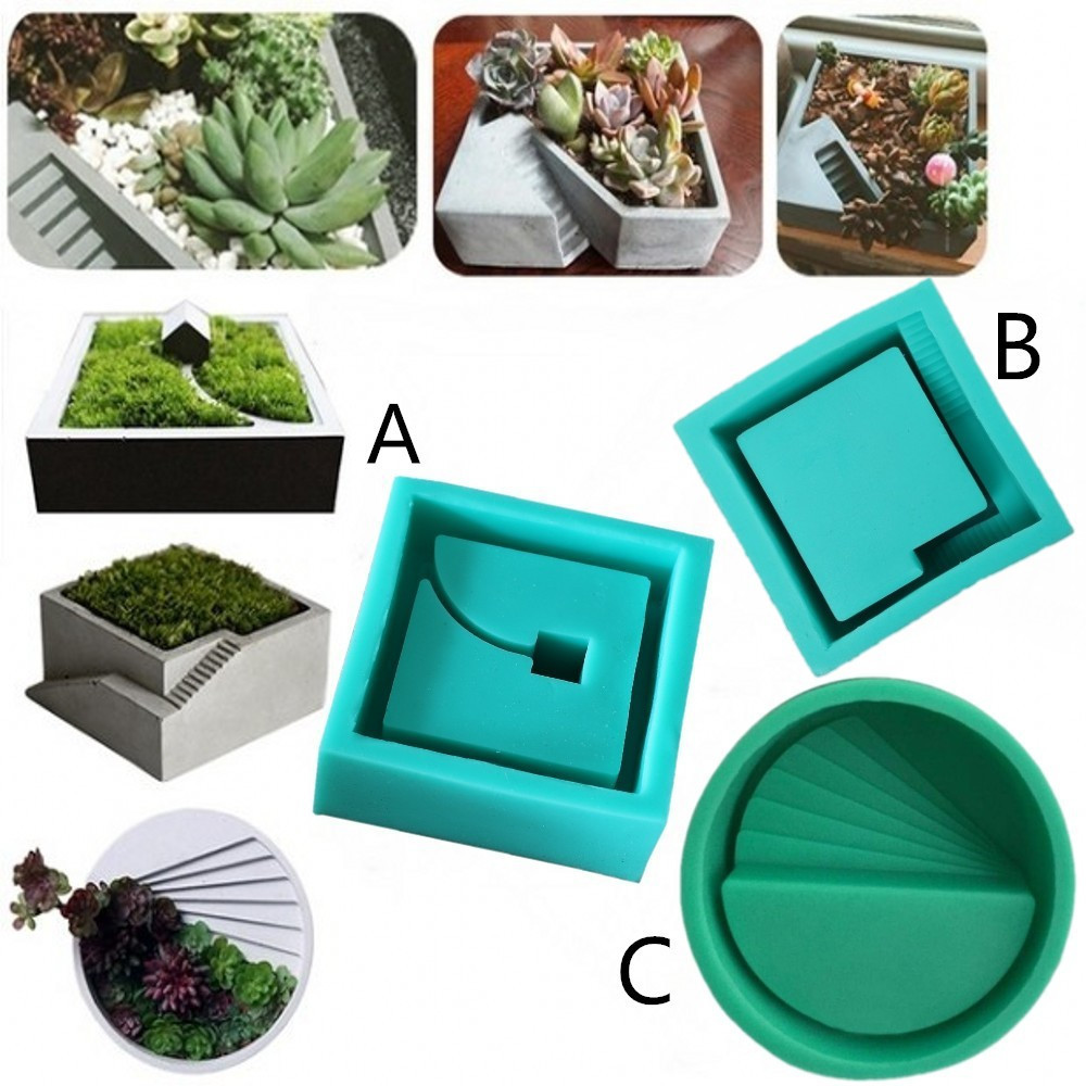 Small House Moss Concrete Mold Flower Meat Flower Pot Aromatherapy Plaster Chandelier Silicone Mold Home Decor