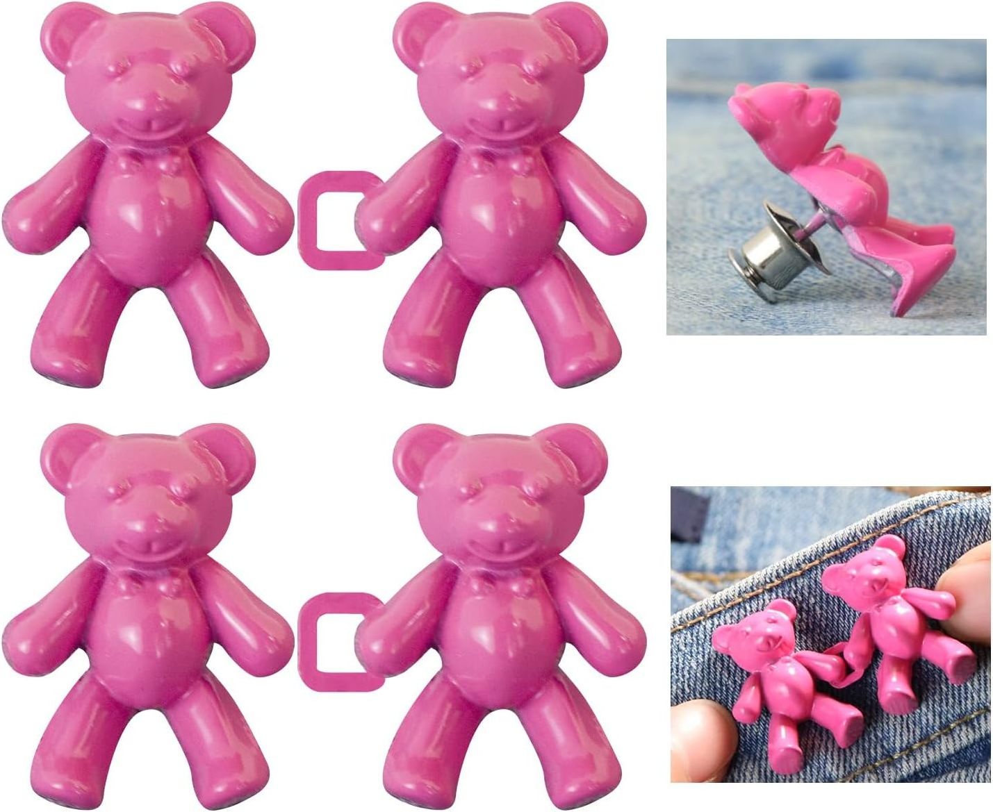 Pair Of Bear Jean Button Pins Adjustable Waist Buckle for Pants No Sewing Required Adjustment Instant Button for Pants