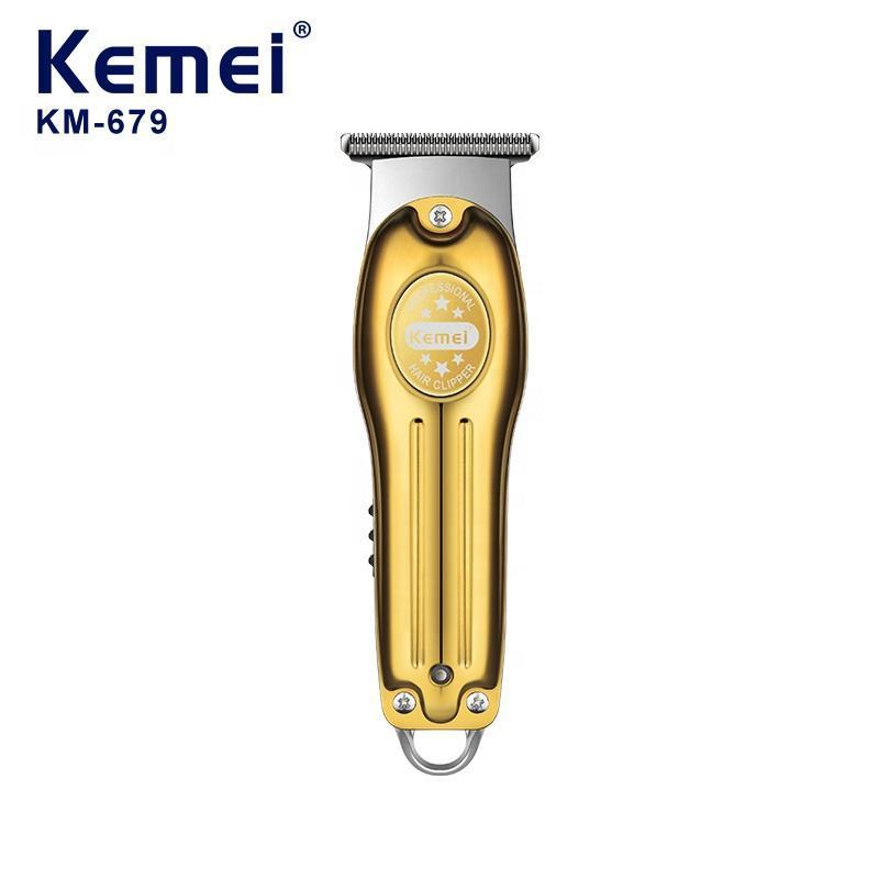 USB Charging Mini LCD Light Carving Scissors Hair Clipper Kemei Km-679 Wholesale Electric Gold Silver Color Hair Trimmer