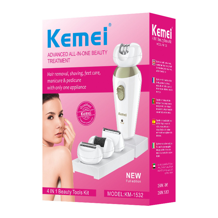 Kemei KM-1532 Women Epilator Rechargeable Electric Callous Remover Device Full Body Trimmer Depilation Tools