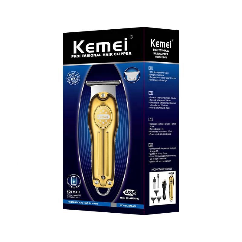 USB Charging Mini LCD Light Carving Scissors Hair Clipper Kemei Km-679 Wholesale Electric Gold Silver Color Hair Trimmer