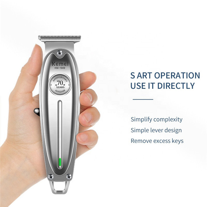 KEMEI KM 1949 Hair Clipper All Metal Men Electric Cordless Hair Trimmer 0mm Baldheaded T Blade Finish Haircut Machine