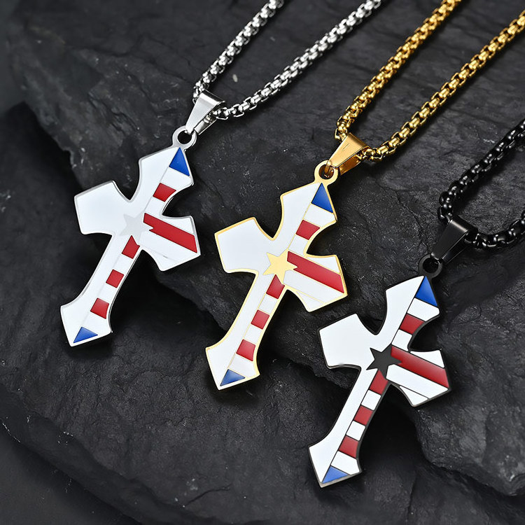 New cross pendant stainless steel flag cross jewelry making supplies big cross pendant