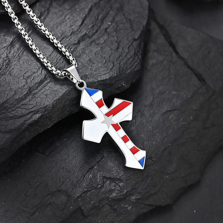 New cross pendant stainless steel flag cross jewelry making supplies big cross pendant