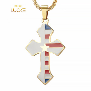 New cross pendant stainless steel flag cross jewelry making supplies big cross pendant