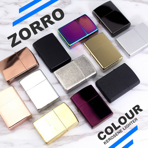 ZORRO brass high-grade windproof flint fuel oil lighter gift box packaging custom kerosene lighter