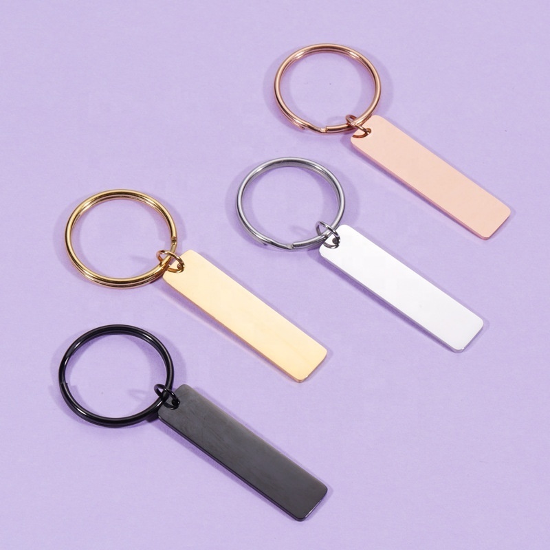 Shiny Strips Key Rings Metal Stainless Steel Keychain for Brand Logo Key Rings Promotional