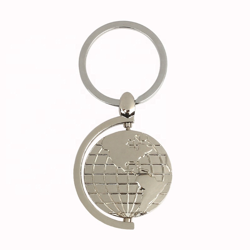 Round Key Rings Custom 3D Tellurion Shaped Metal Key Chain with Logo Laser Engraved Logo on Back