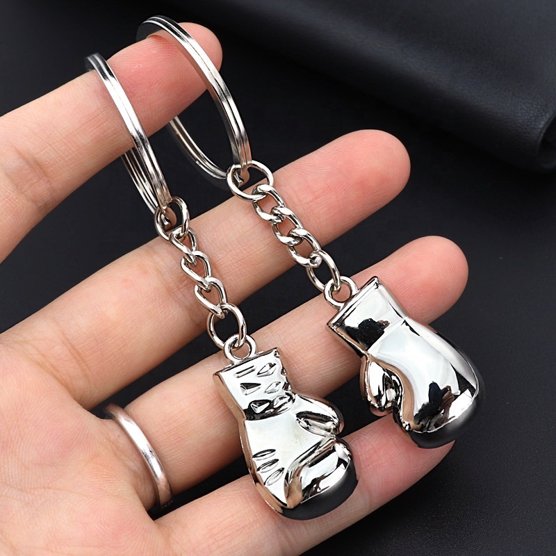 Metal Boxing Glove Key Chains Silver High Quality Key Holdler for Men Sports Key Rings Gifts Wholesale with Custom Logo