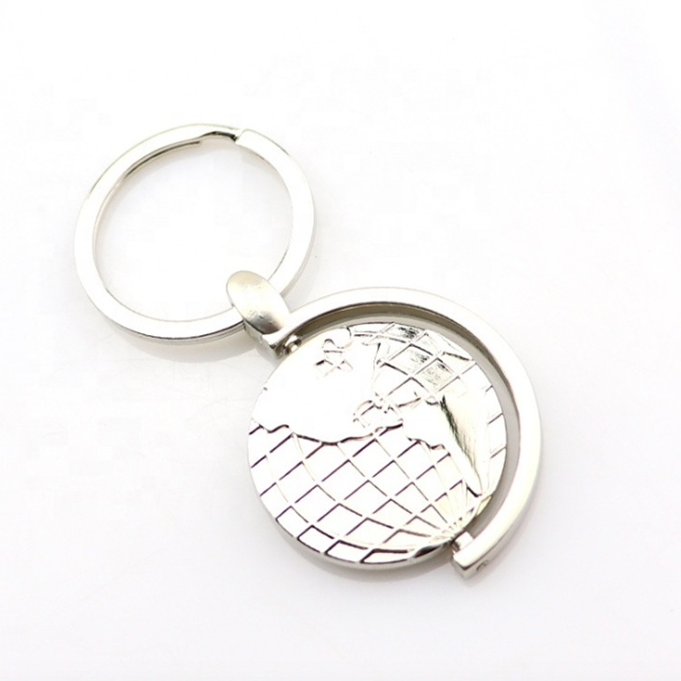 Round Key Rings Custom 3D Tellurion Shaped Metal Key Chain with Logo Laser Engraved Logo on Back