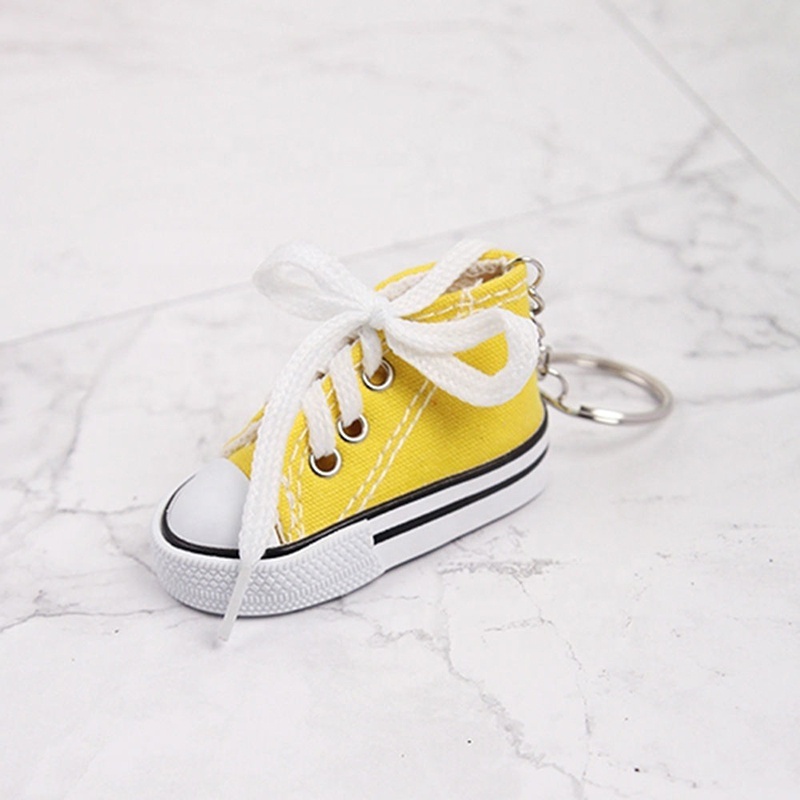 Wholesale multiple color mini pvc shoe key ring canvas shoe key chain 3D sports sneaker keychain for kids and adults