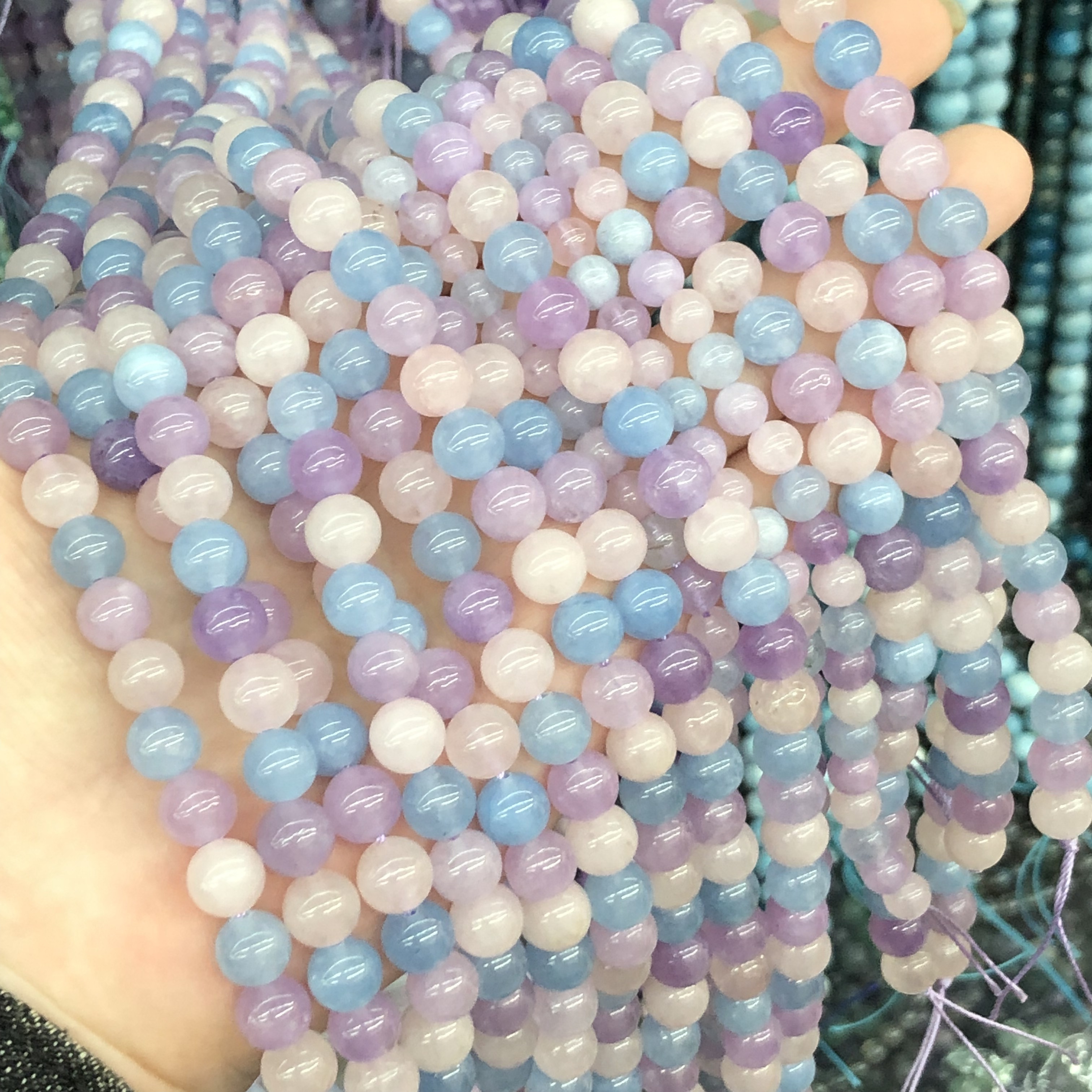 Natural stone 8mm dream lavender round beads semi-precious loose beads diy bracelet necklace accessories semi-finished wholesale