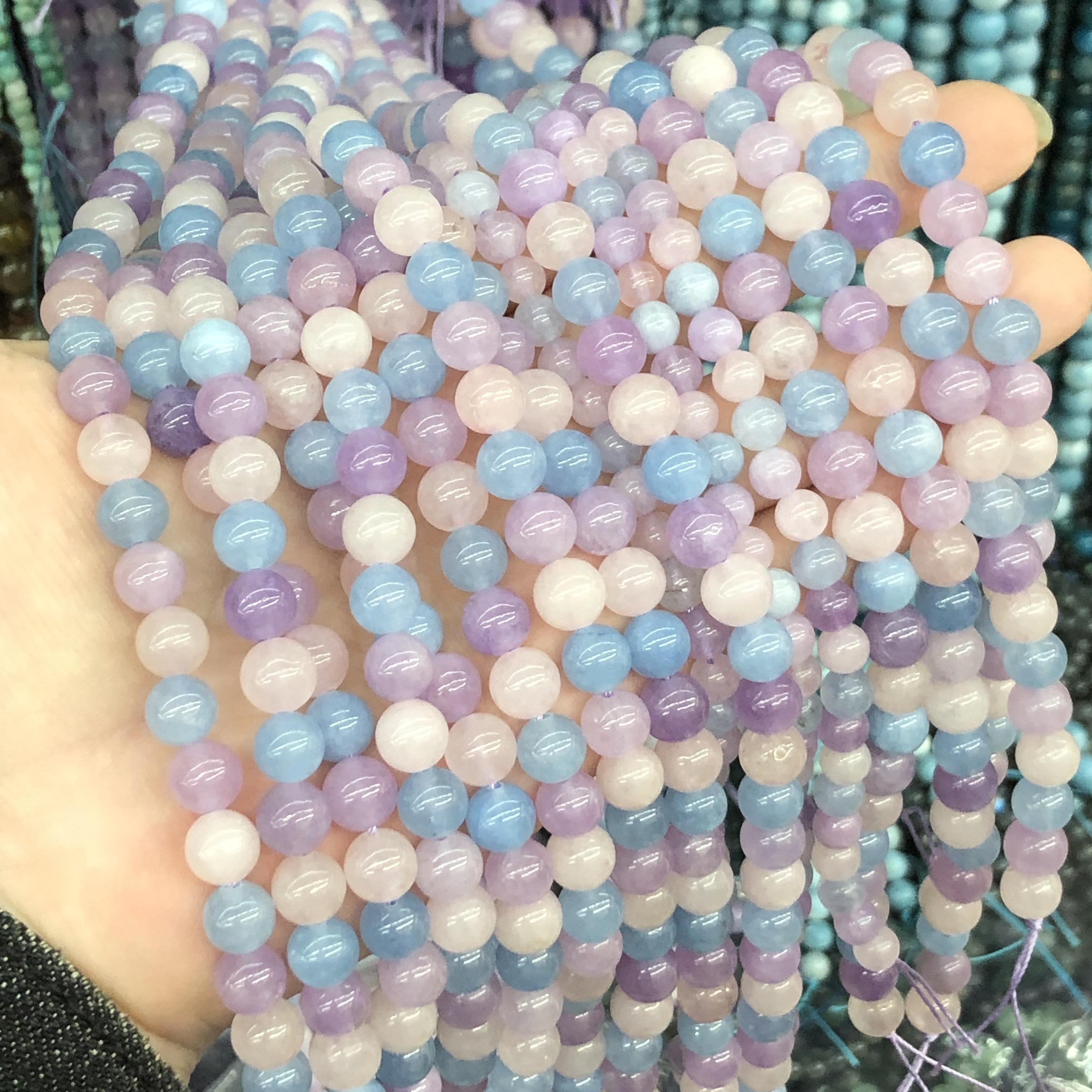 Natural stone 8mm dream lavender round beads semi-precious loose beads diy bracelet necklace accessories semi-finished wholesale