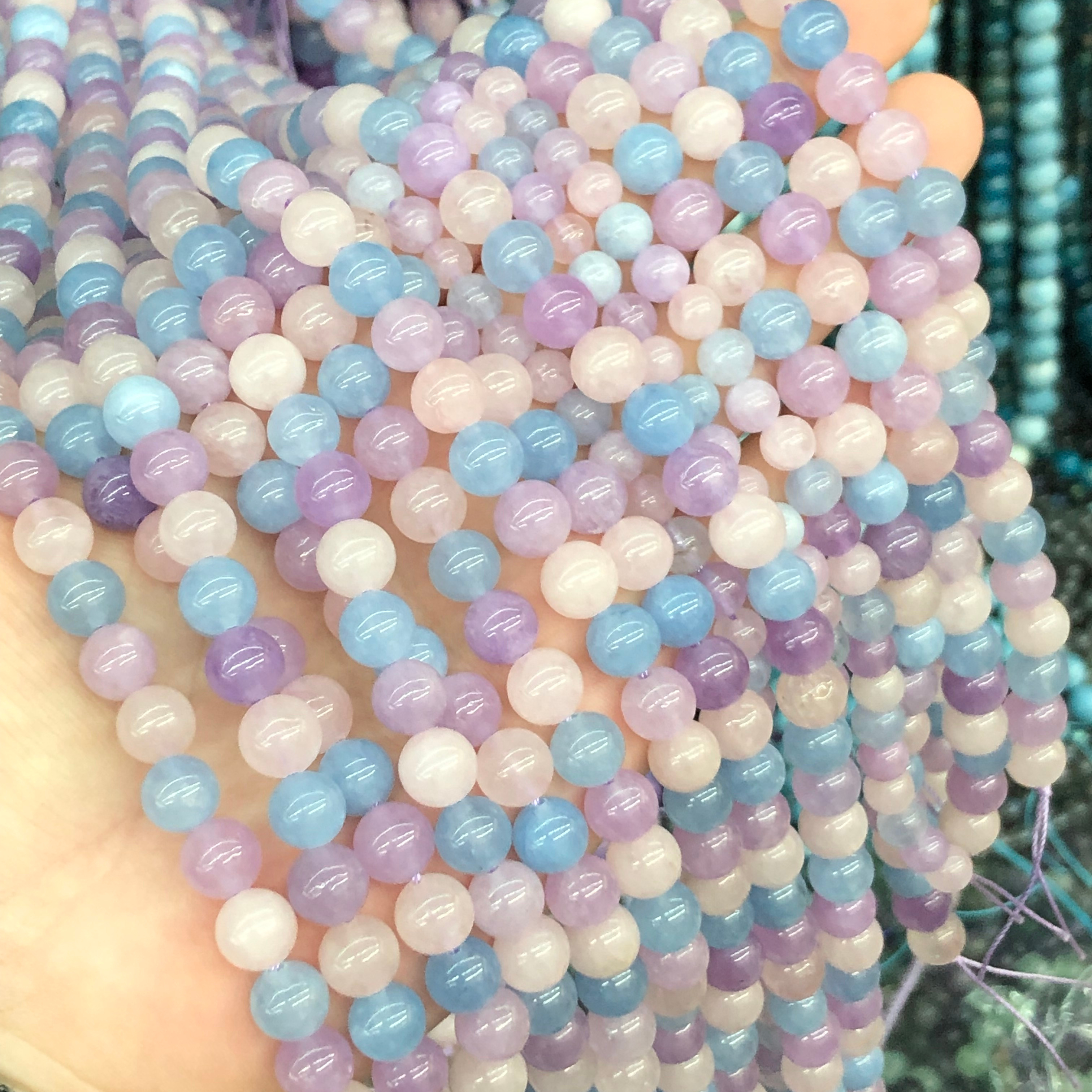 Natural stone 8mm dream lavender round beads semi-precious loose beads diy bracelet necklace accessories semi-finished wholesale