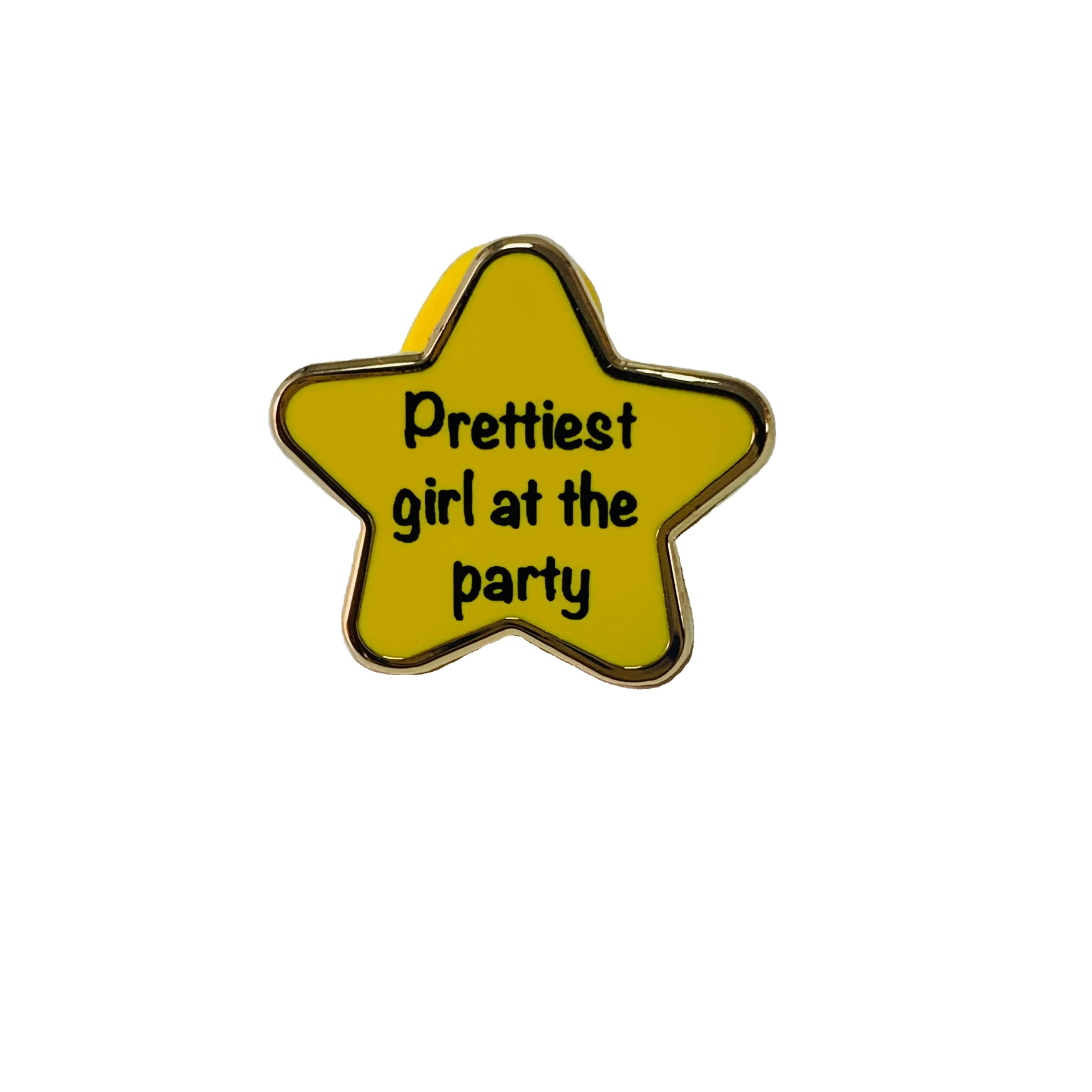 Custom five stars gold metal hard enamel lapel pin scree printing pretties girl at the party pin badge