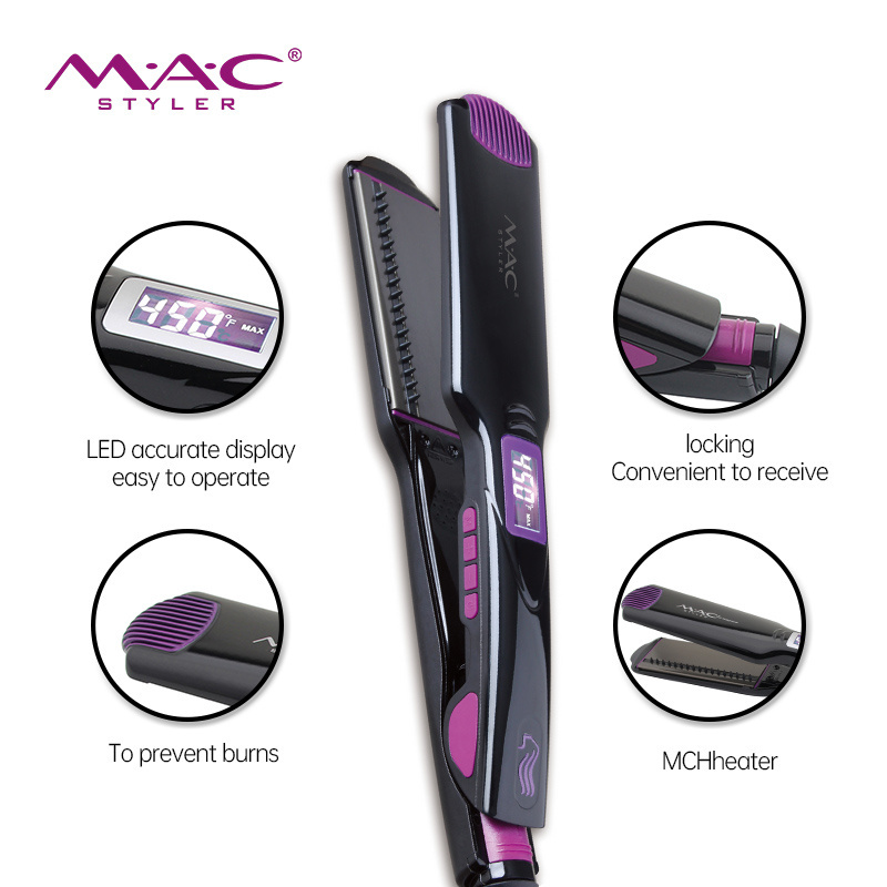 MAC styler titanium 450F degree hair straightener iron wholesale private label salon flat iron