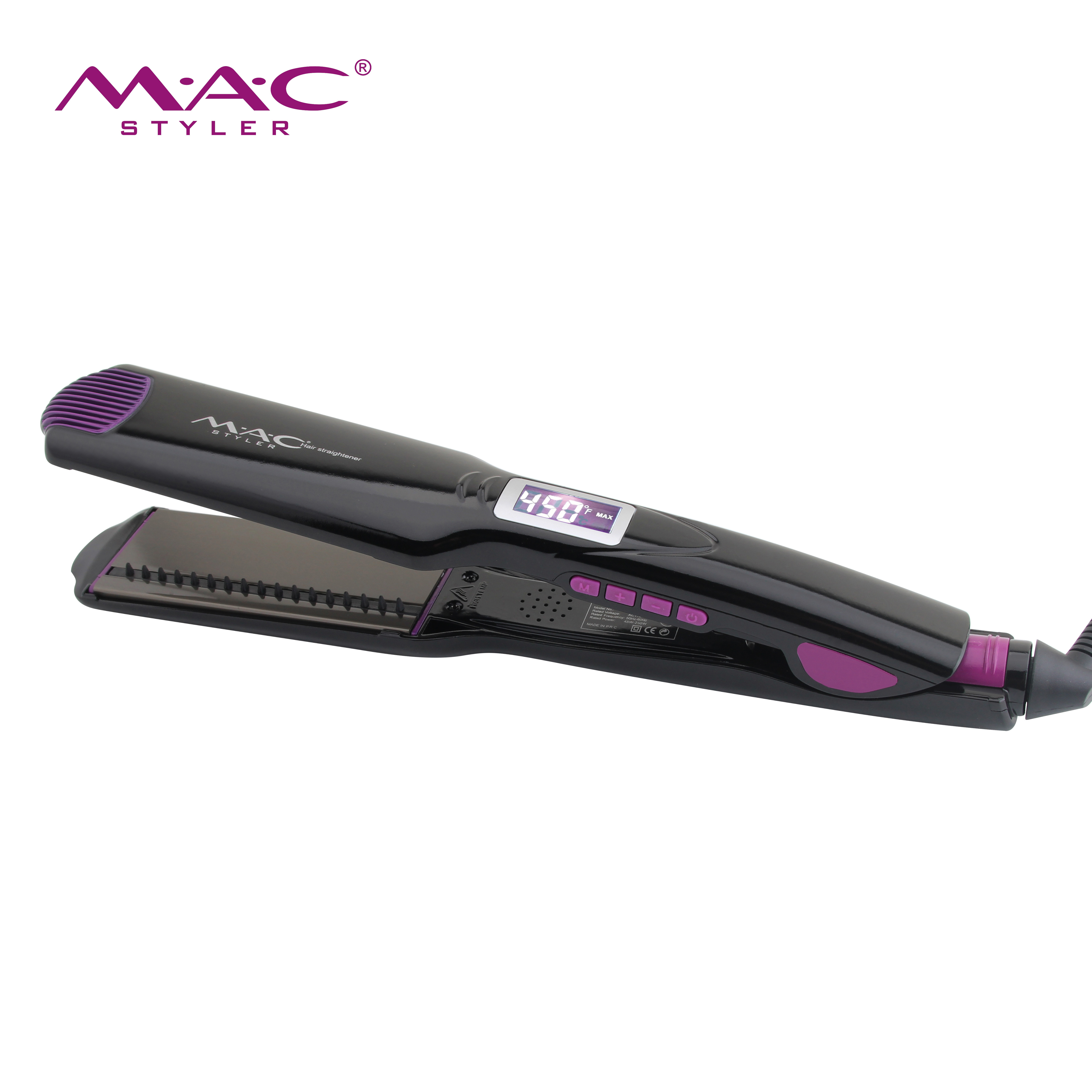 MAC styler titanium 450F degree hair straightener iron wholesale private label salon flat iron