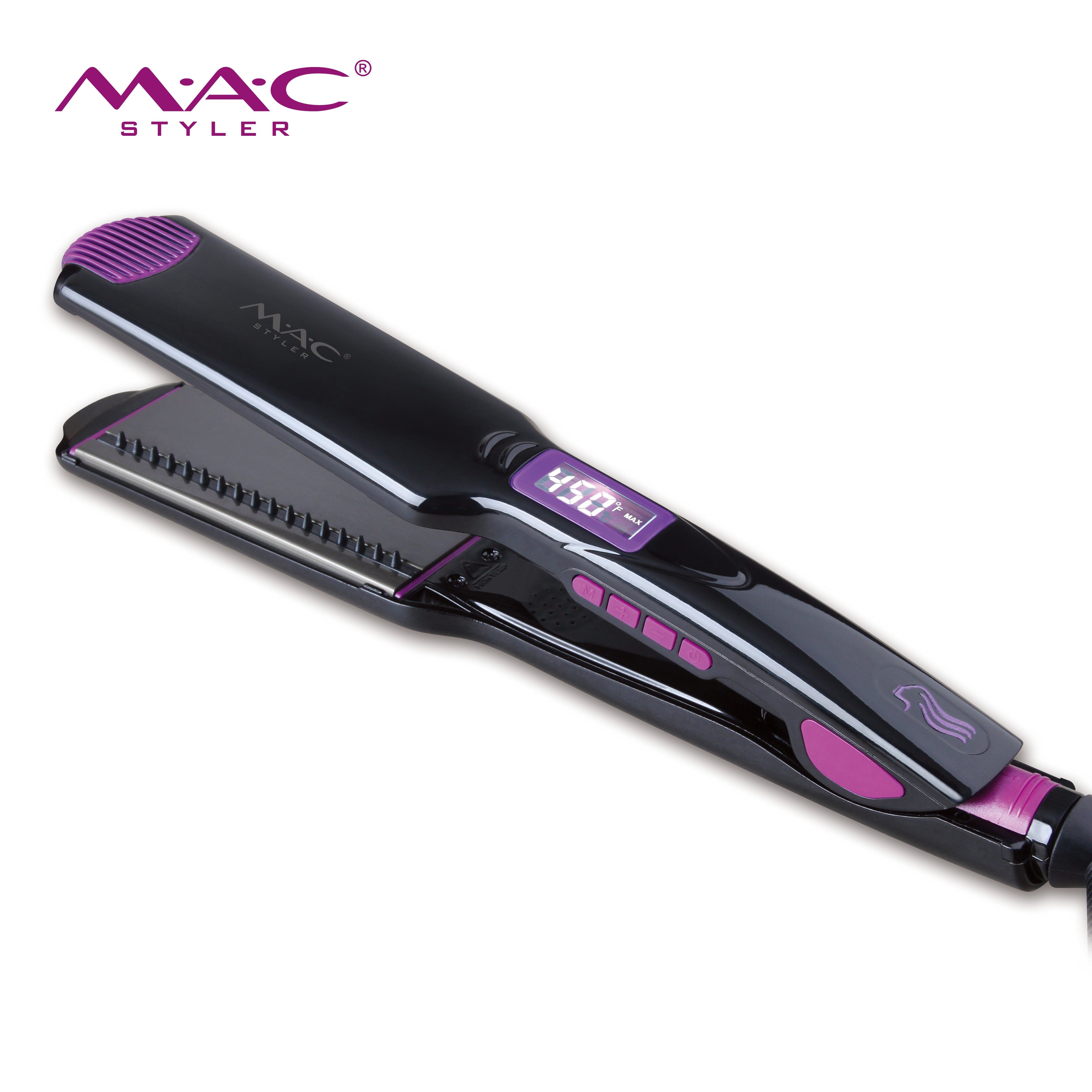 MAC styler titanium 450F degree hair straightener iron wholesale private label salon flat iron