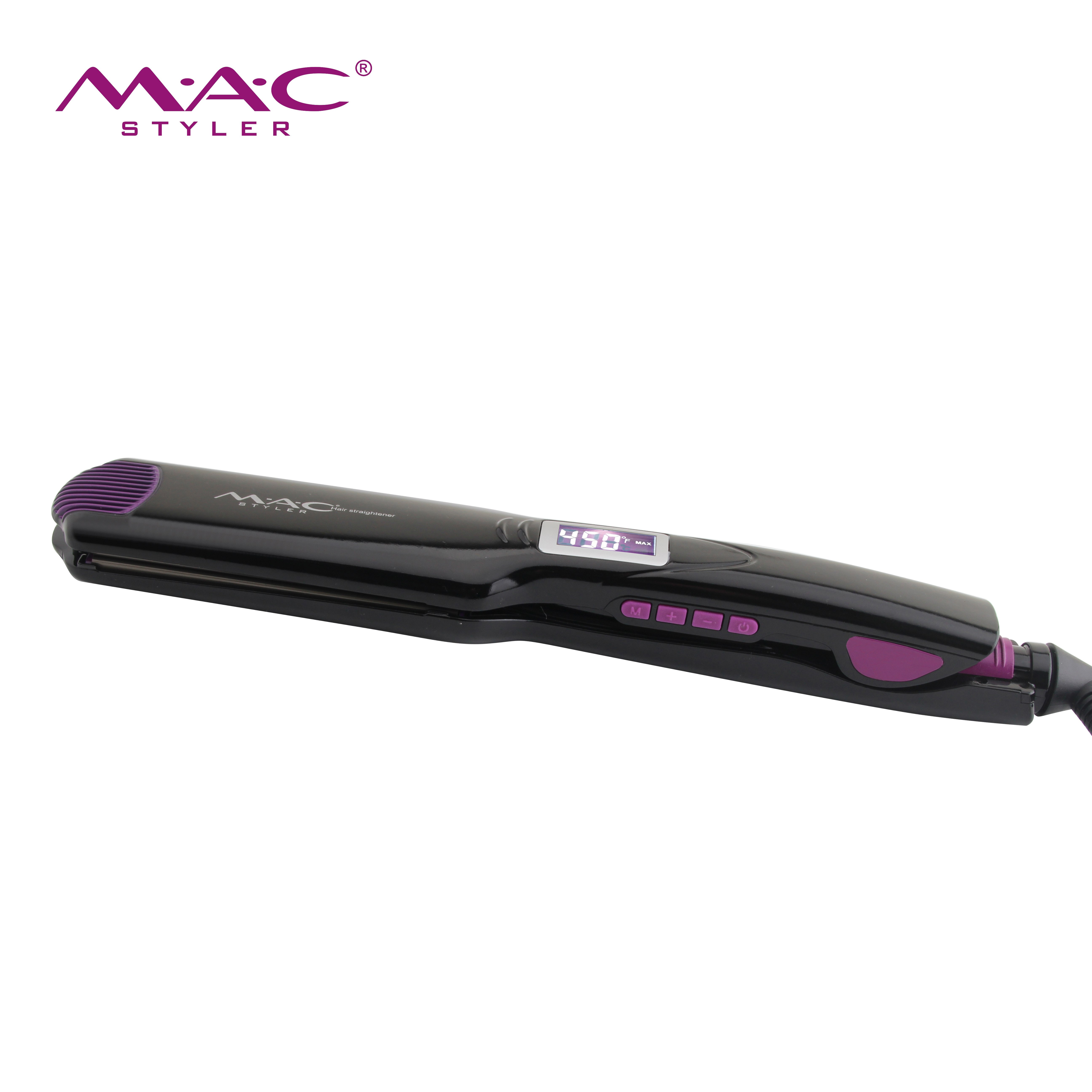 MAC styler titanium 450F degree hair straightener iron wholesale private label salon flat iron