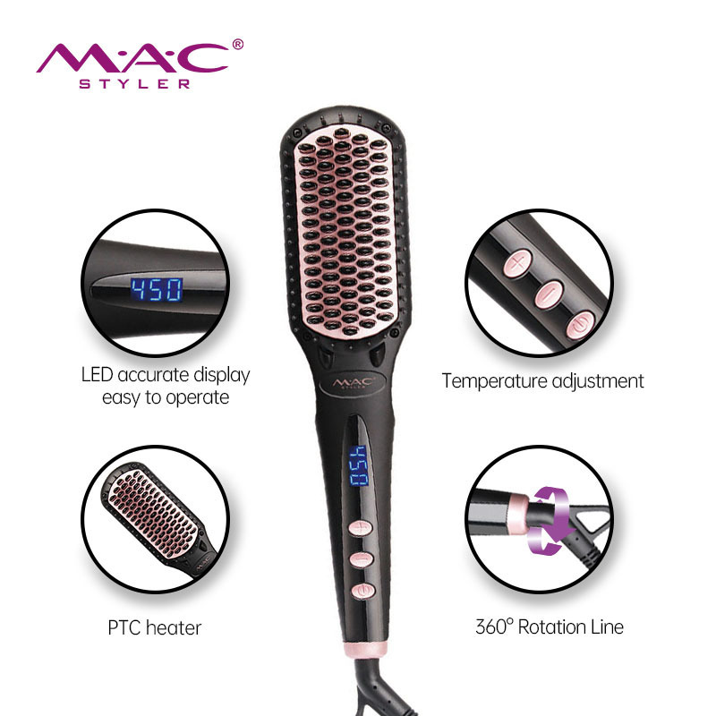 Magic Professional LCD Hair Straightener Comb Self Ionic Ceramic Salon Equipment Brush Straightening Comb