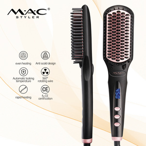 Magic Professional LCD Hair Straightener Comb Self Ionic Ceramic Salon Equipment Brush Straightening Comb