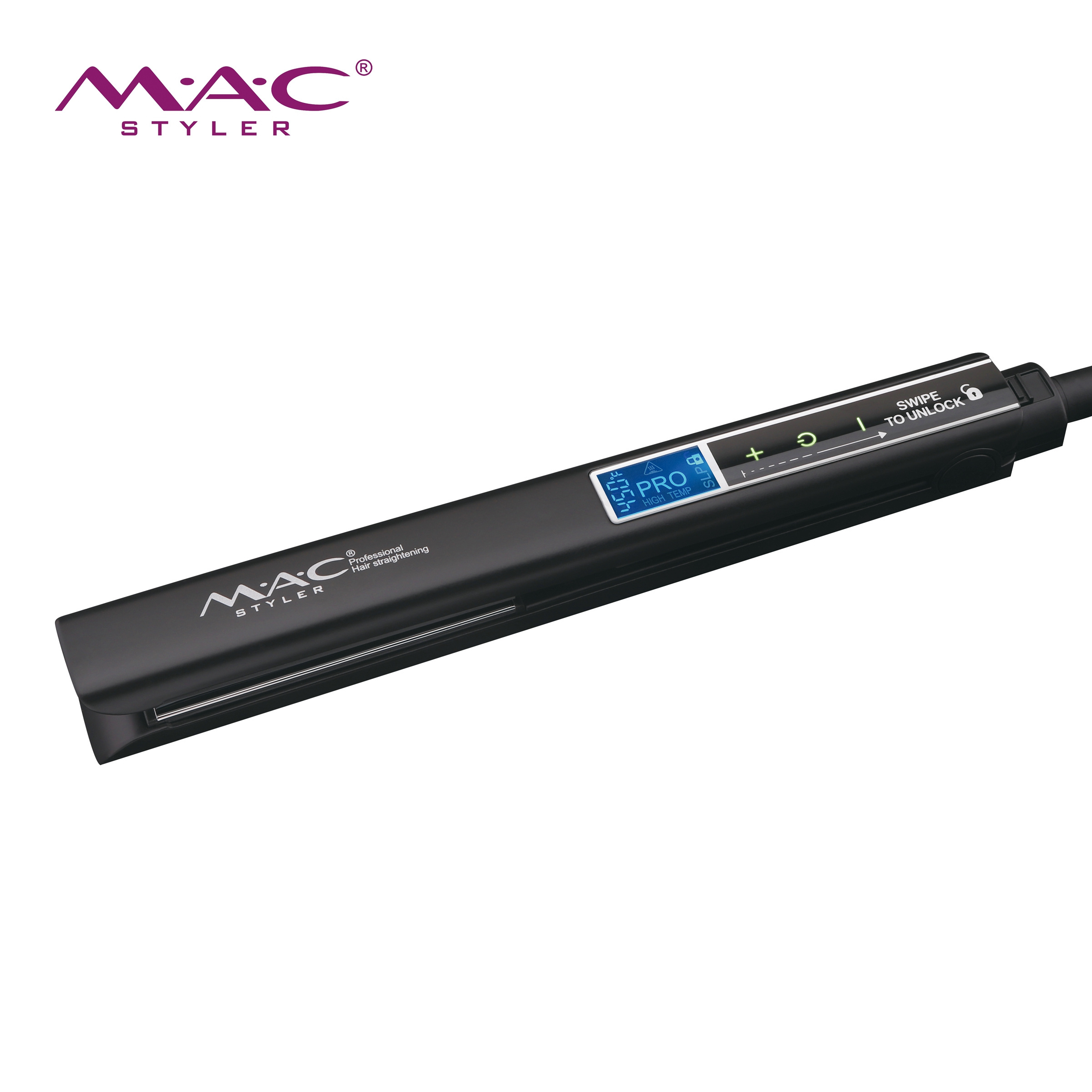 MAC Styler MCH Titanium Flat Iron 480F Planchas De Cabello Narrow Plate Black Professional Hair Straightener